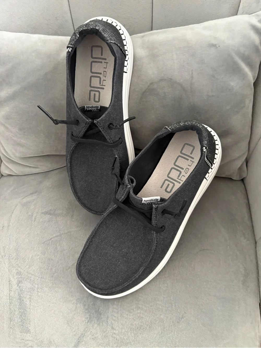 Hey Dude Women’s Black Canvas Slip-On Loafers